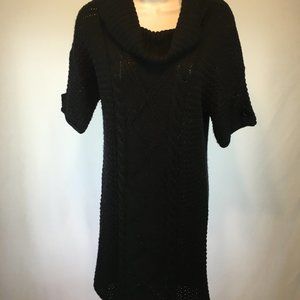 Pink Rose Black Sweater Dress XL